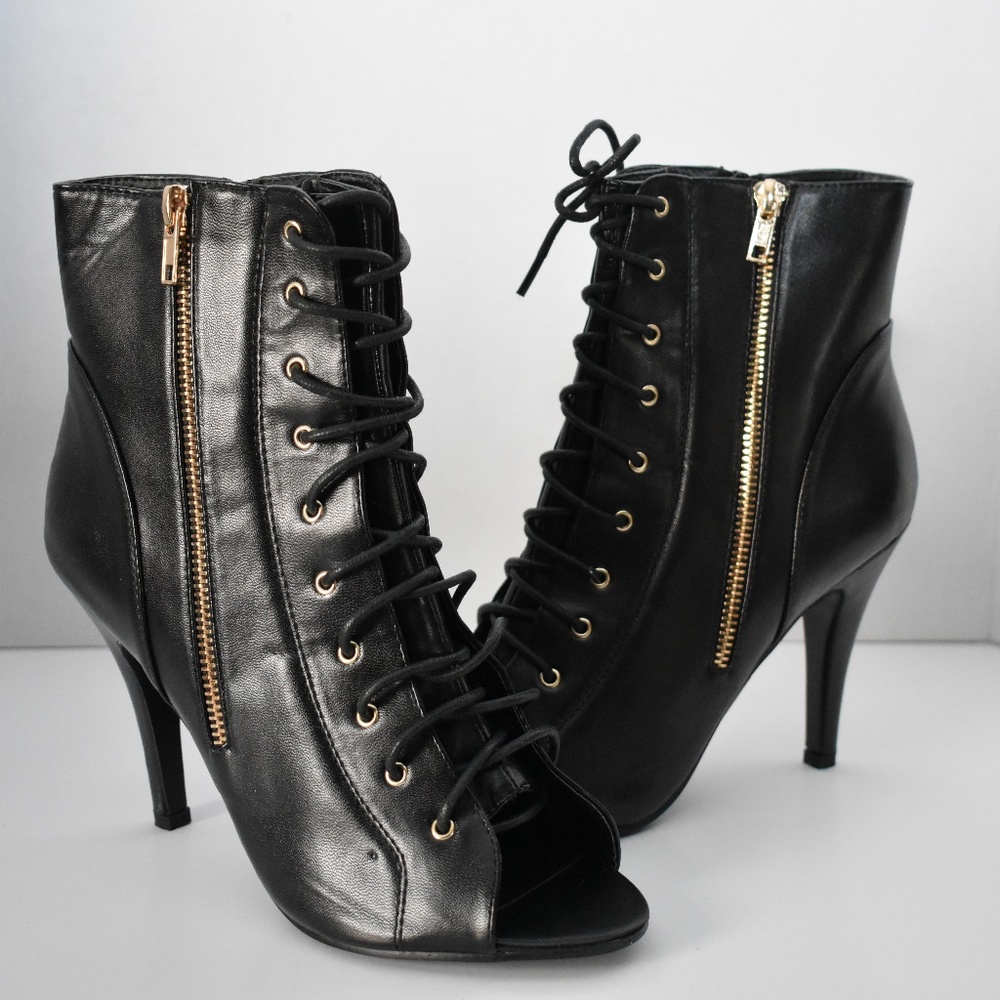 peep toe booties